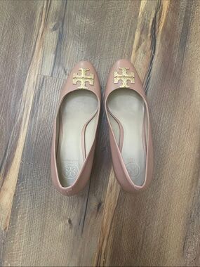 Tory Burch Blush Pink Leather Logo Heels